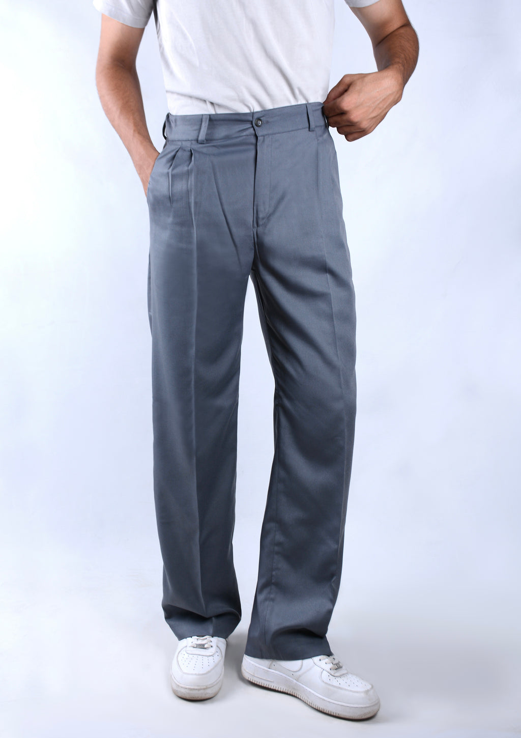 Tailored wide-leg pants-Gray