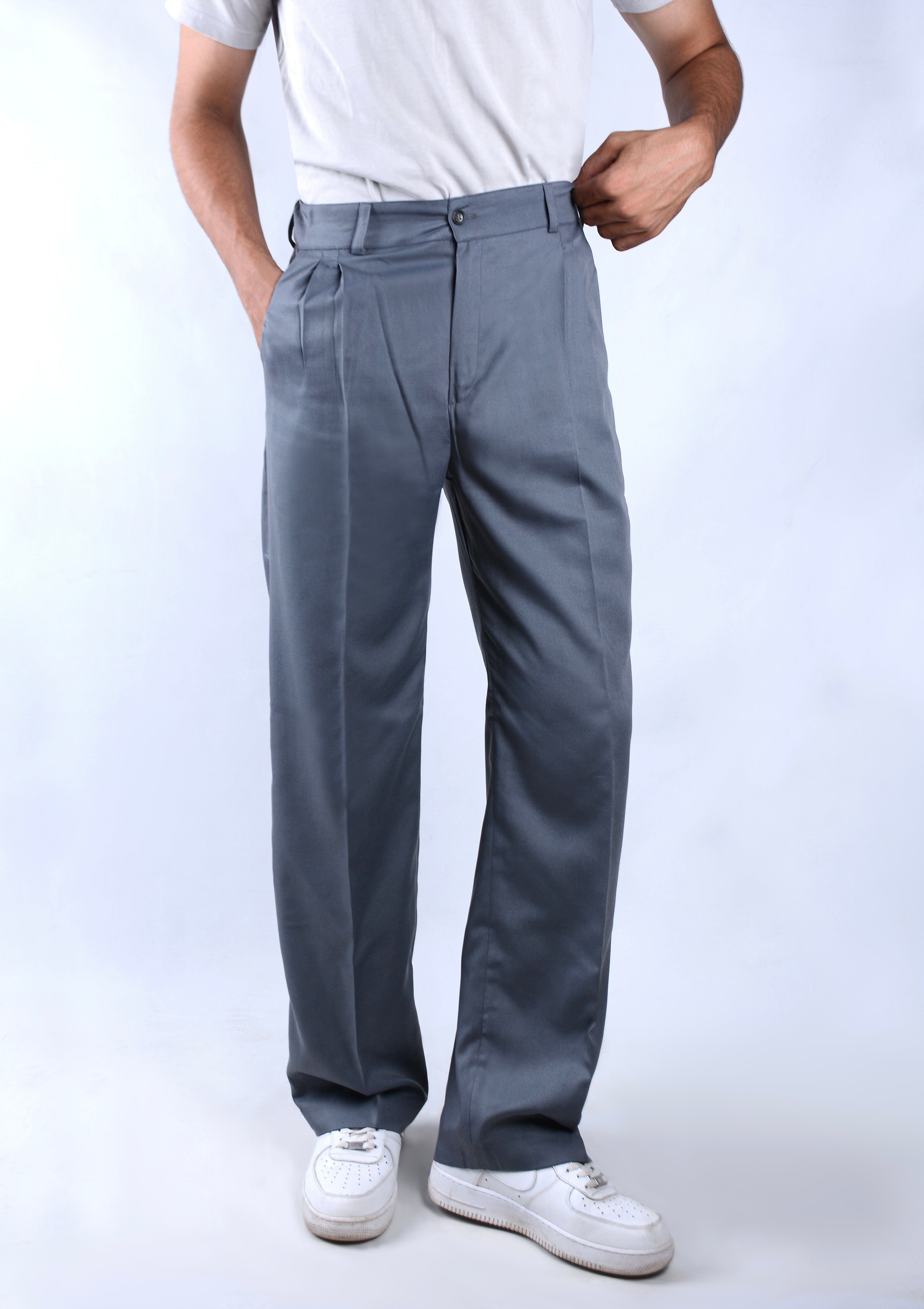 Tailored wide-leg pants-Gray