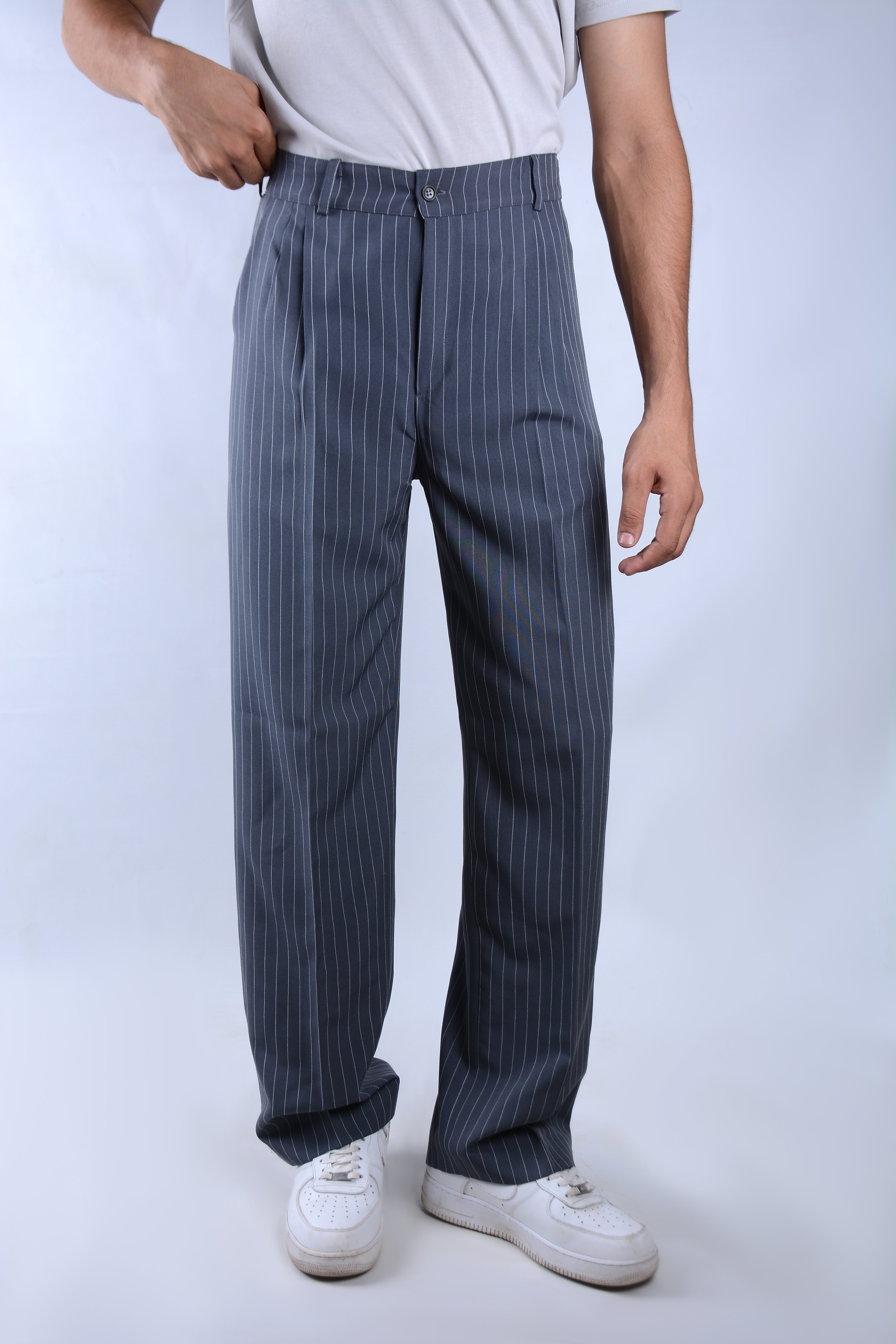 Pinstriped pants-Gray