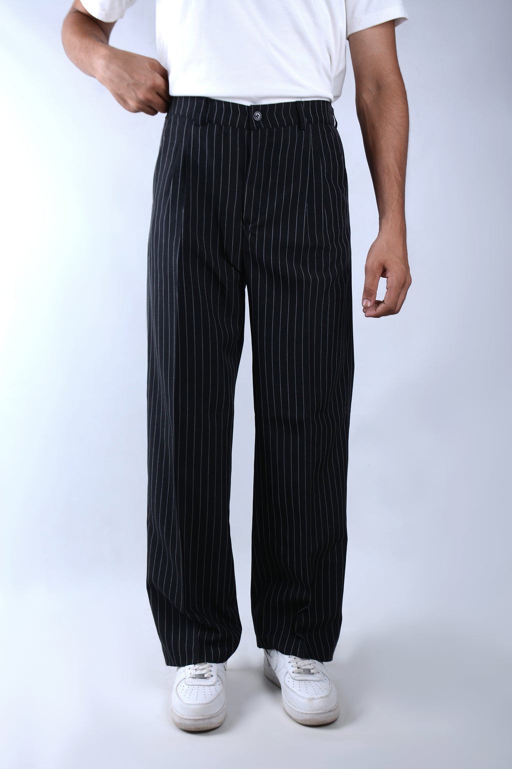 Pinstriped pants-Black