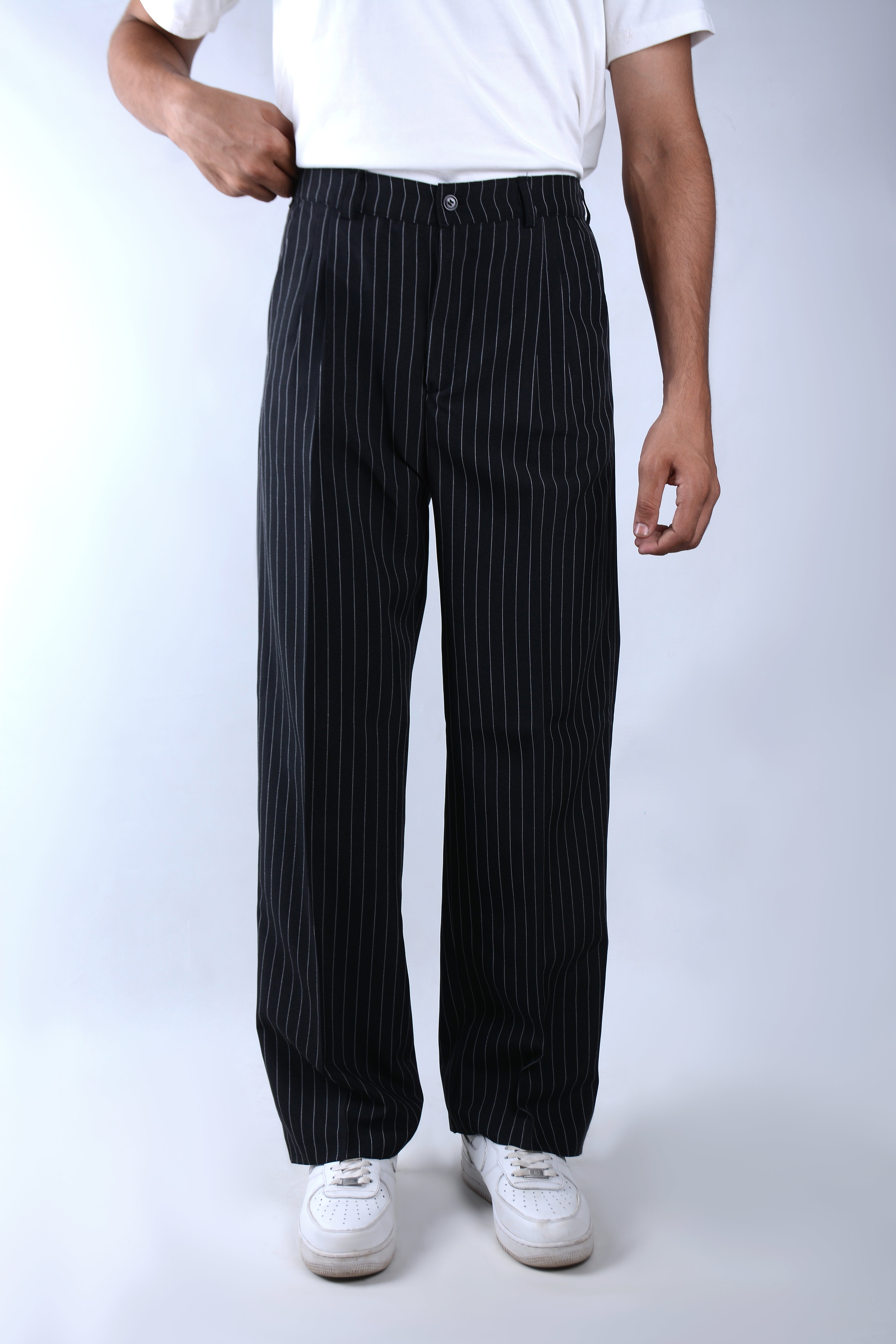 Pinstriped pants-Black