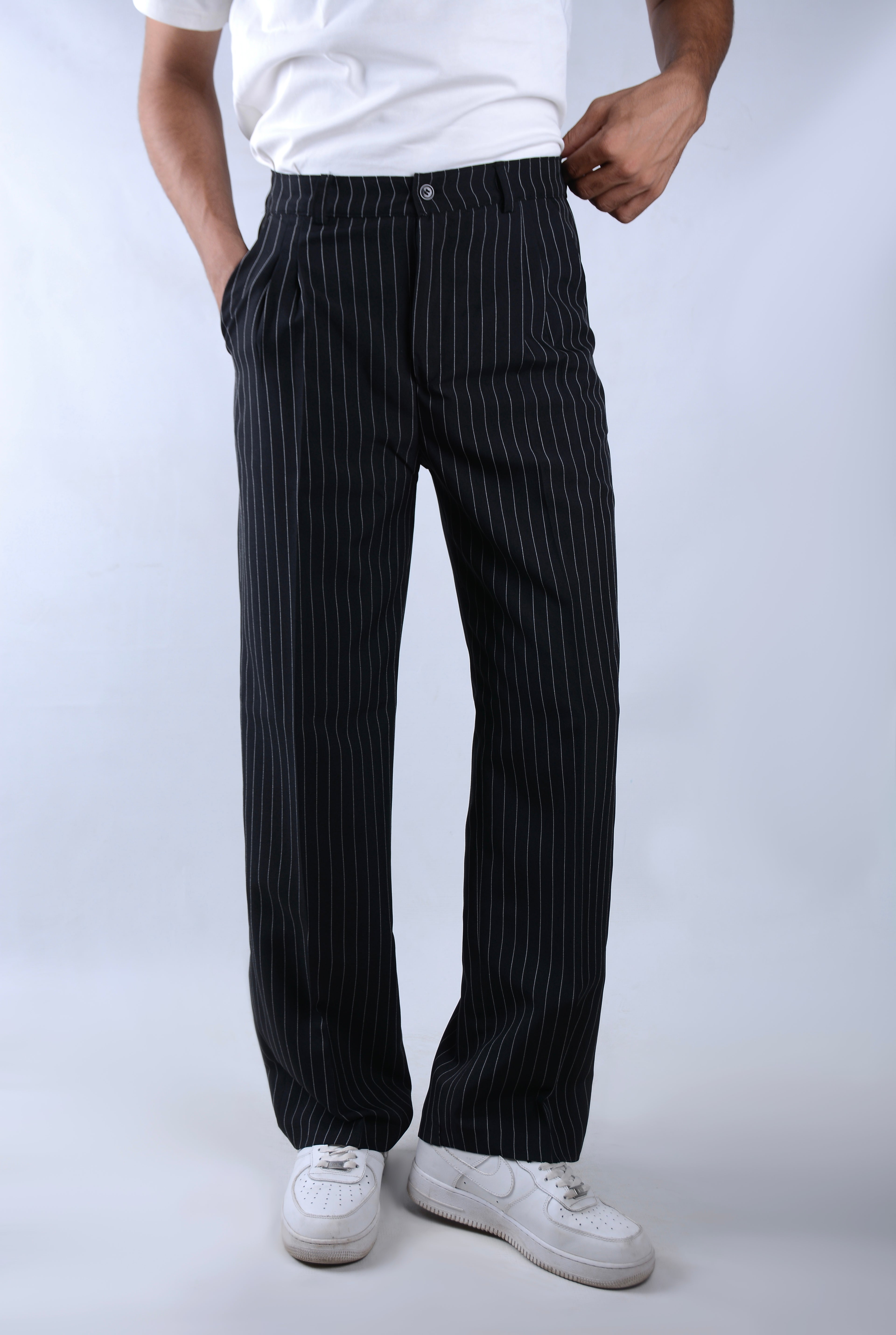 Pinstriped pants-Black
