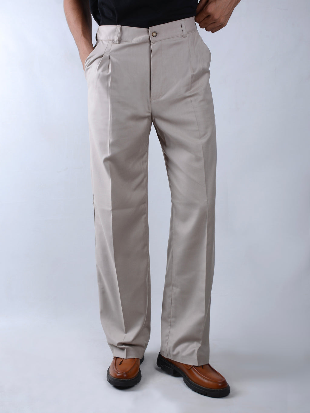 Tailored wide-leg pants-Beige