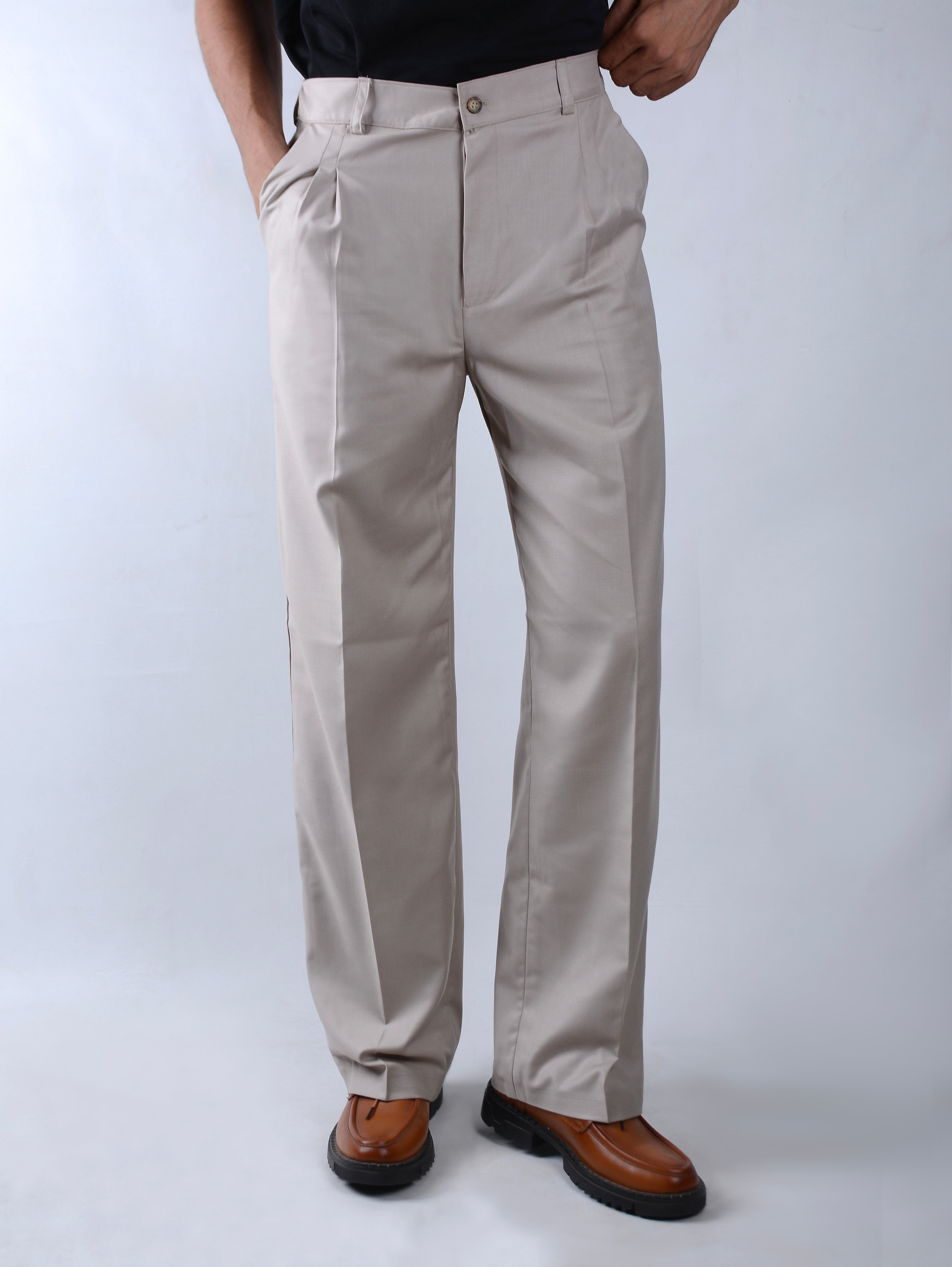 Tailored wide-leg pants-Beige