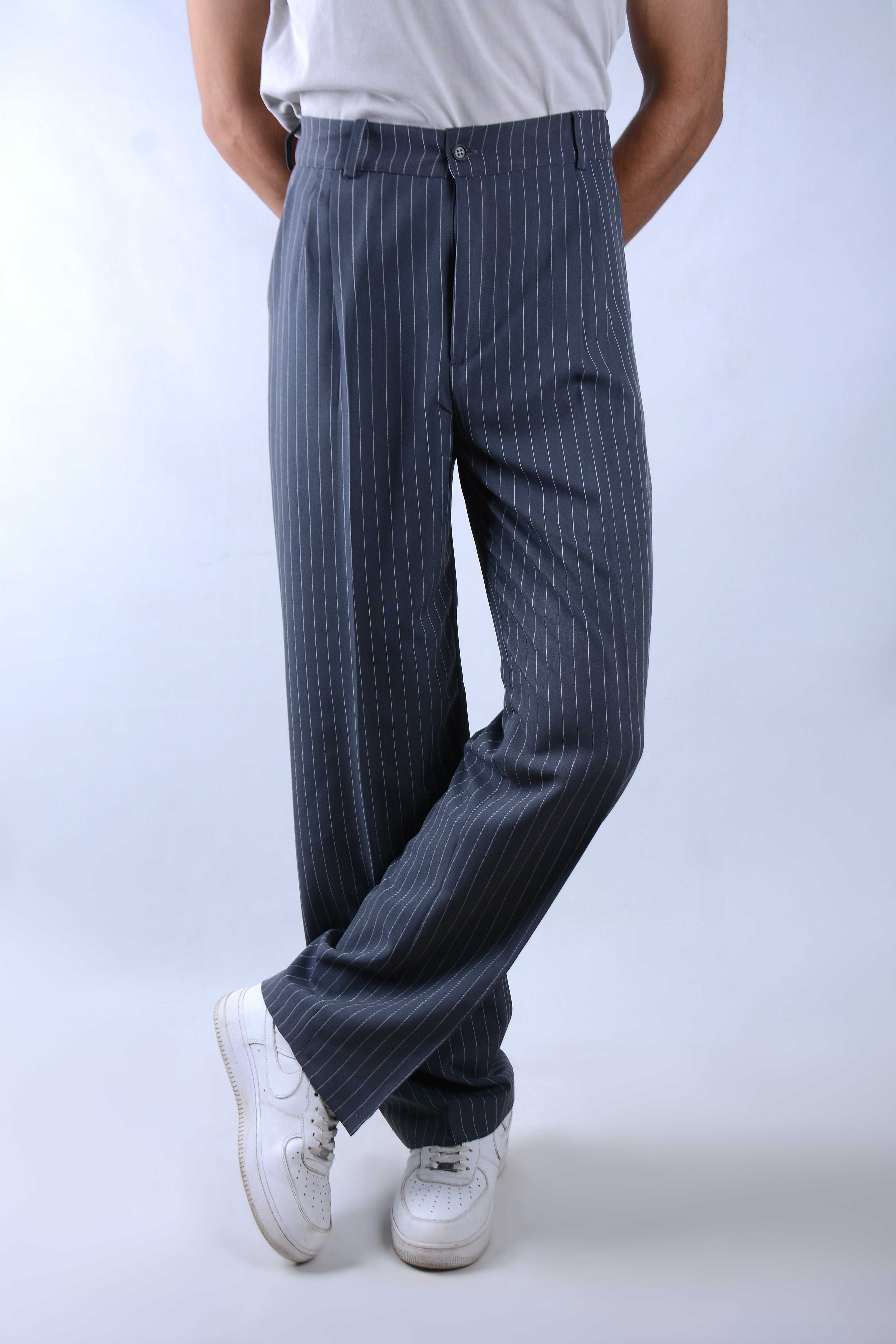 Pinstriped pants-Gray