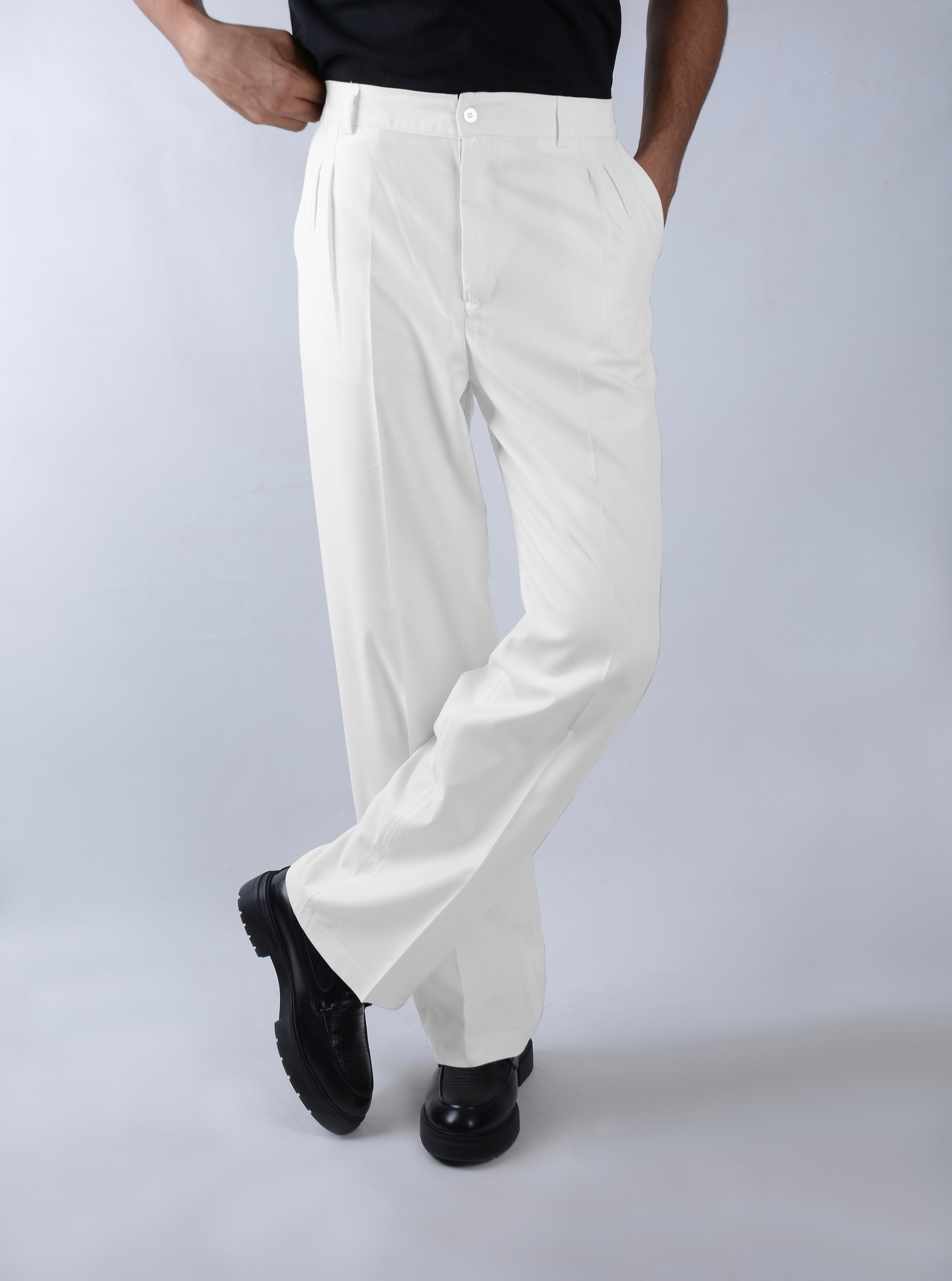 Tailored wide-leg pants- off white