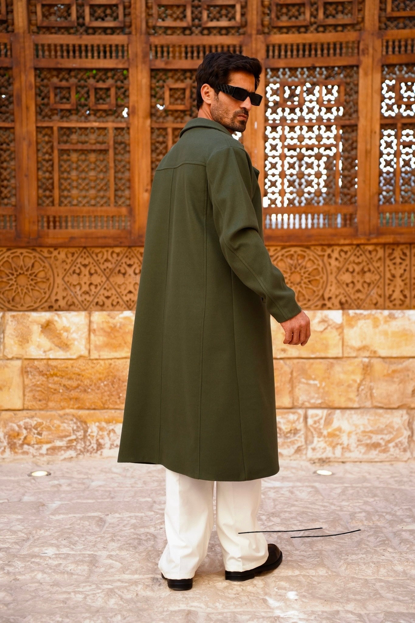 Olive Longline Overcoat