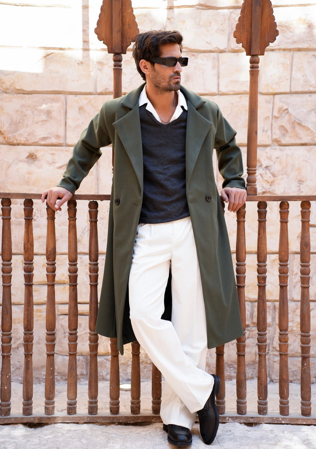 Olive Longline Overcoat