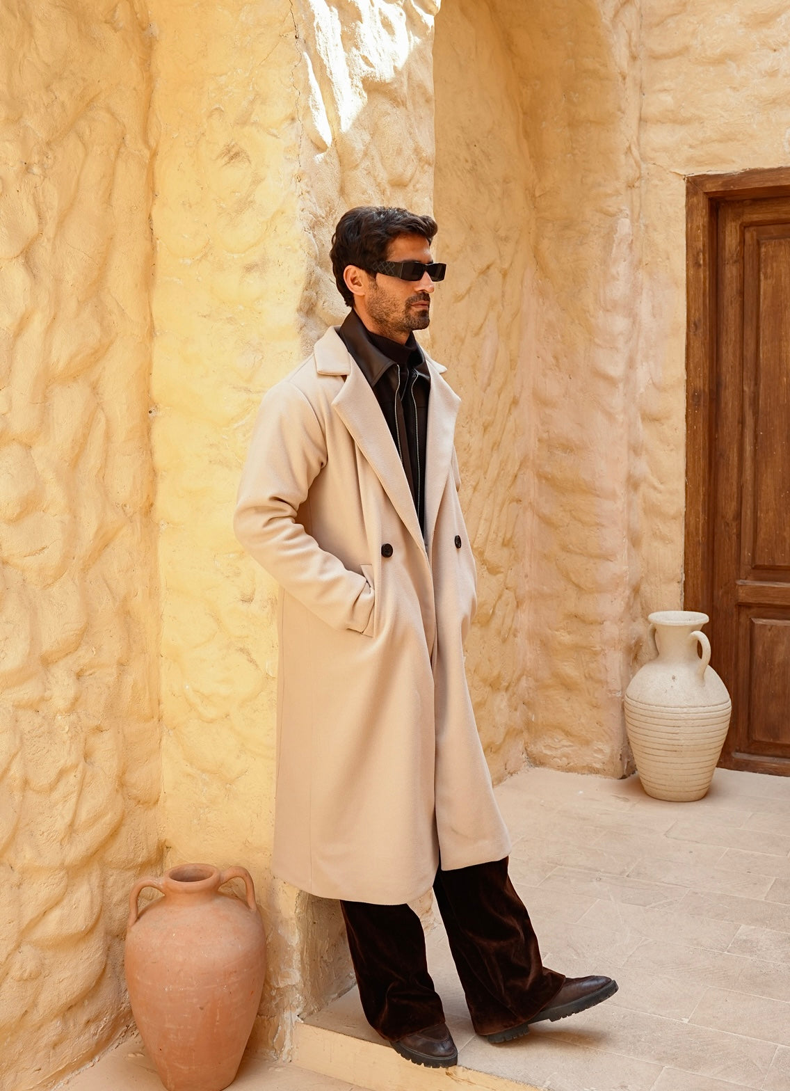 Beige Longline Overcoat