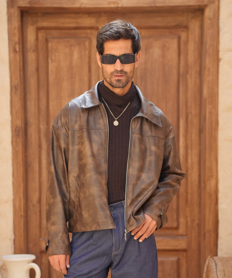 Stealth Brown Leather Jacket