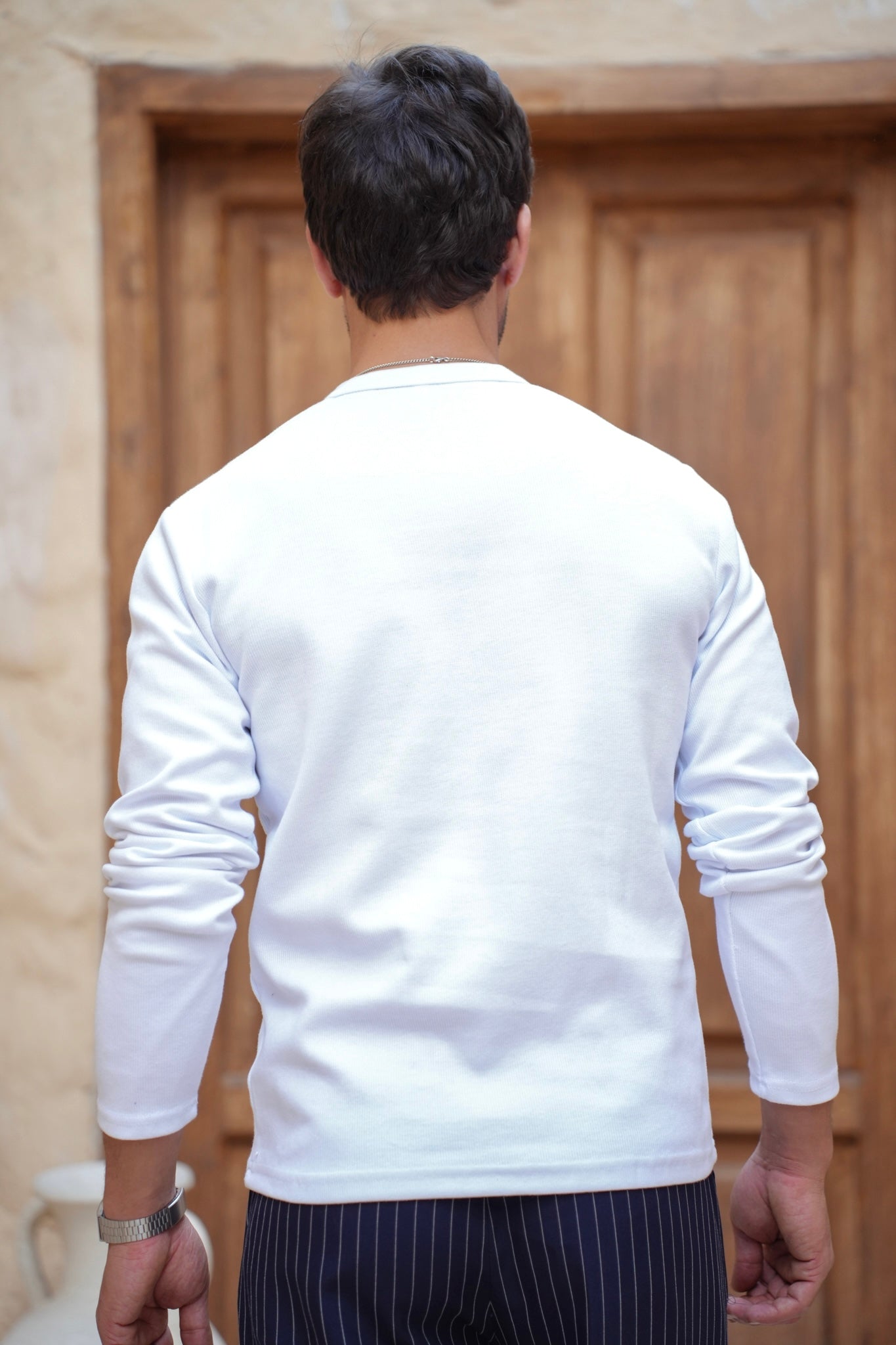 Classic Knit Henley- White