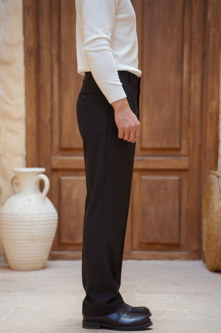Tailored Wide-leg Pants-Black